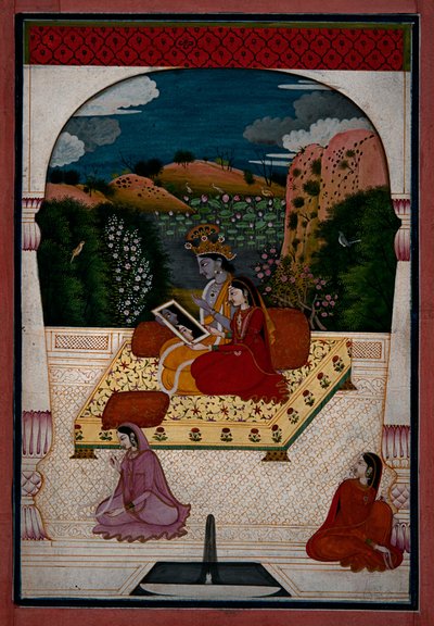 Krishna e Radha che si guardano allo specchio da Unbekannt Unbekannt